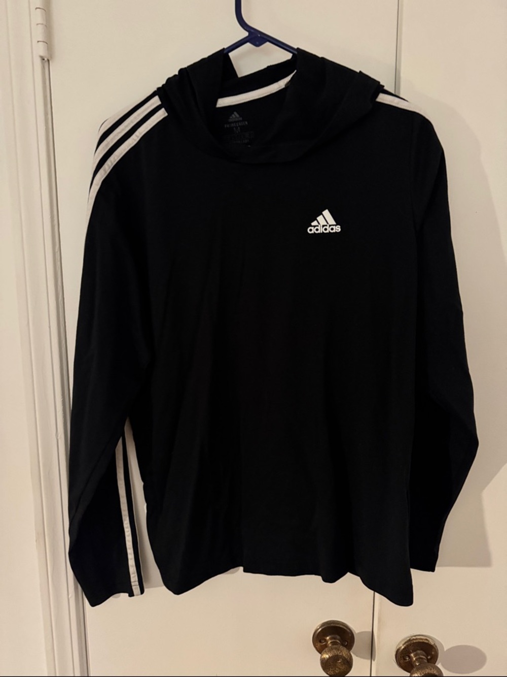 Adidas boy’s Black Crewneck Hoodie with White Stripe Detail